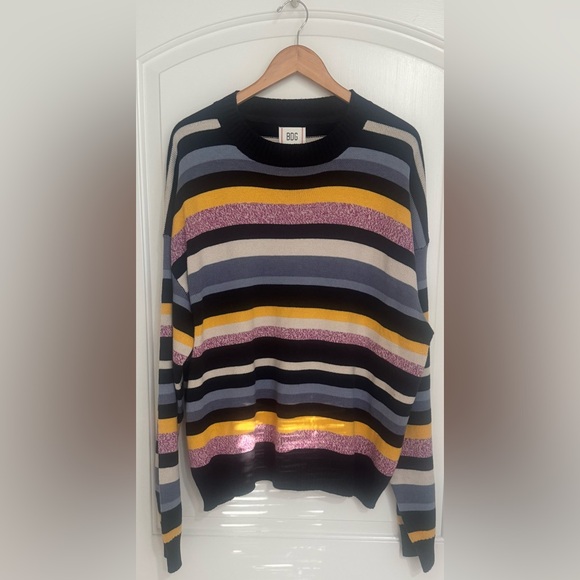 Urban Outfitters BDG Unisex Mixed Stripe Crew Neck Pullover Sweater Size L - Picture 3 of 11